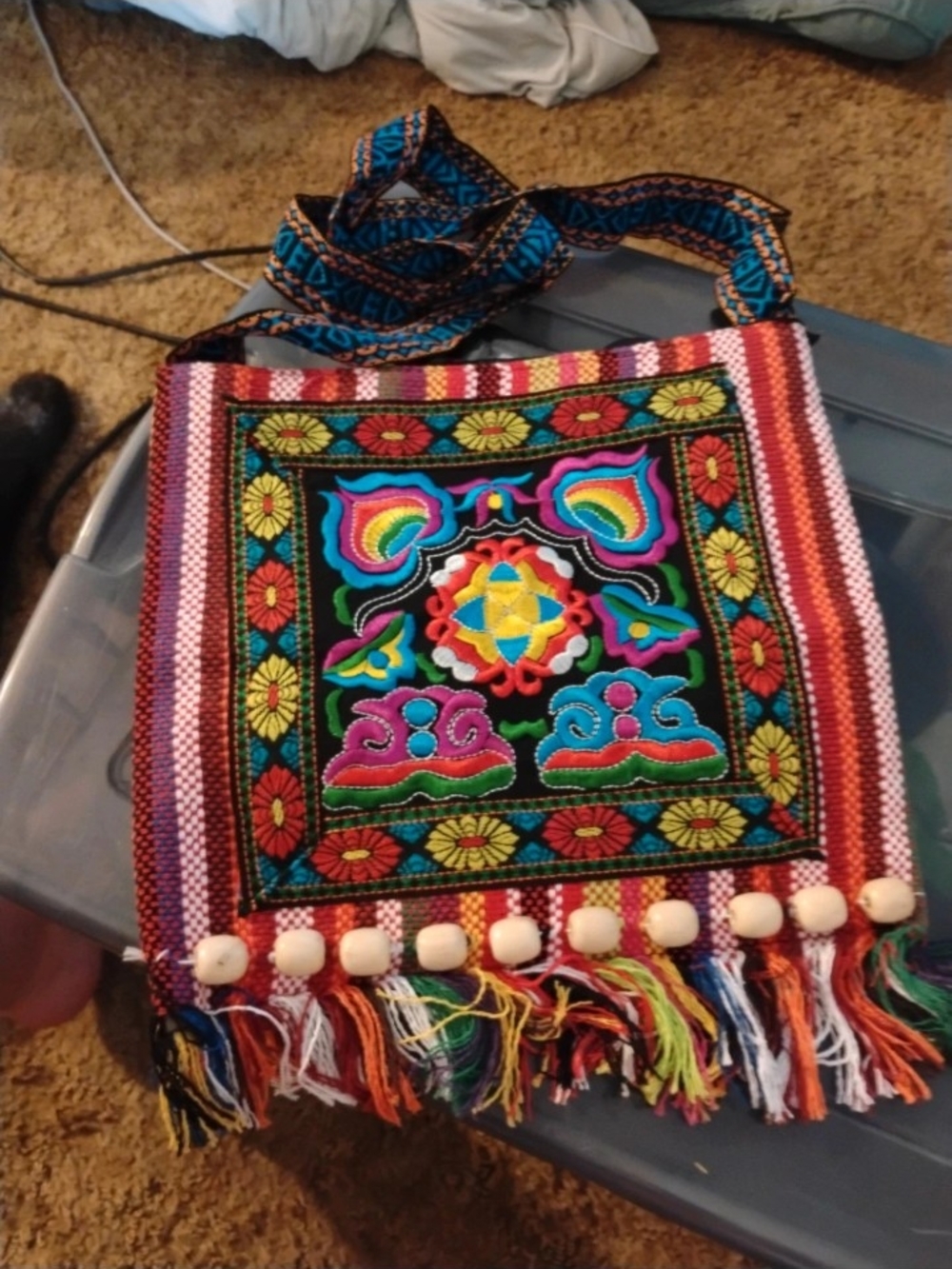 Bohemian Multicolor Embroidered Hobo Bag